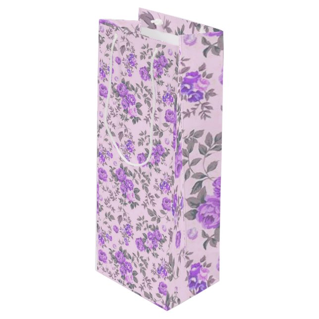 Floral Luxury Wine Gift Bag (Front Angled)