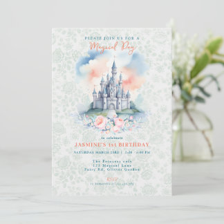 Floral Magical Princess Castle Invitation