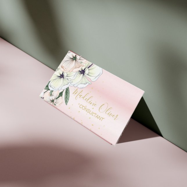 Floral Magnolia Modern Stylish Gold Business Card (Creator Uploaded)