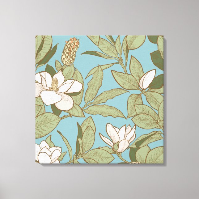 Floral magnolia pattern Stretched Canvas Print (Front)