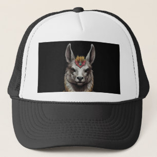 "Floral Majesty: A Llama Adorned with Blooms" Trucker Hat