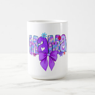 Floral MAMA Lettering with Hearts and Bow Coffee Mug
