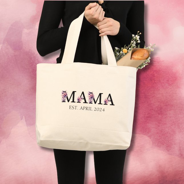 Floral Mama New Mum Text Large Tote Bag (Creator Uploaded)