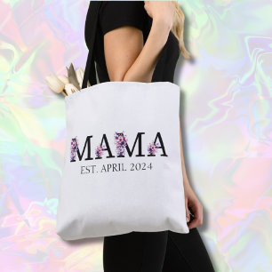 Floral Mama New Mum Text Tote Bag