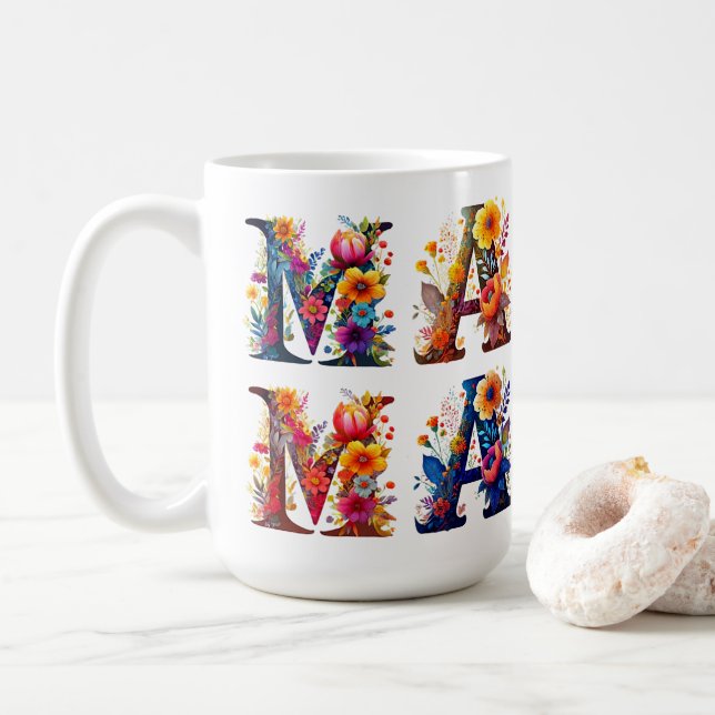 Floral MAMA personalised Coffee Mug (With Donut)