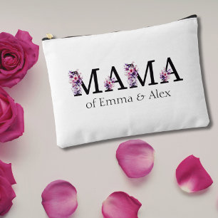 Floral Mama text personalised Kids Names Accessory Pouch