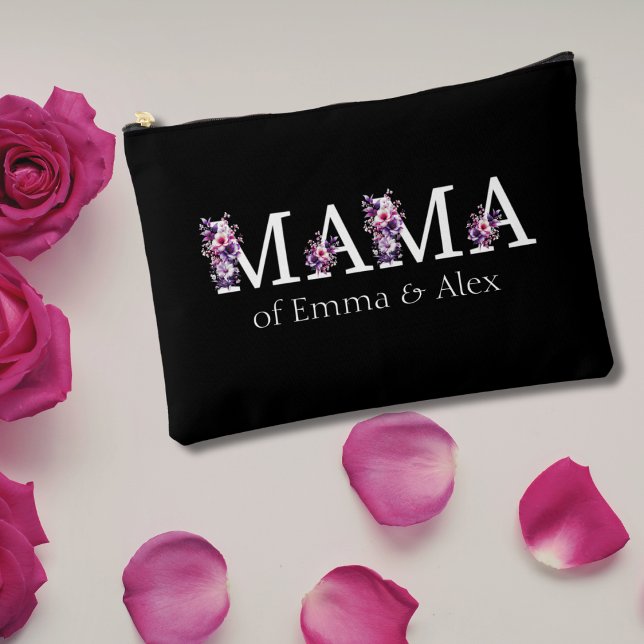Floral Mama text personalised Kids Names Accessory Pouch (Creator Uploaded)