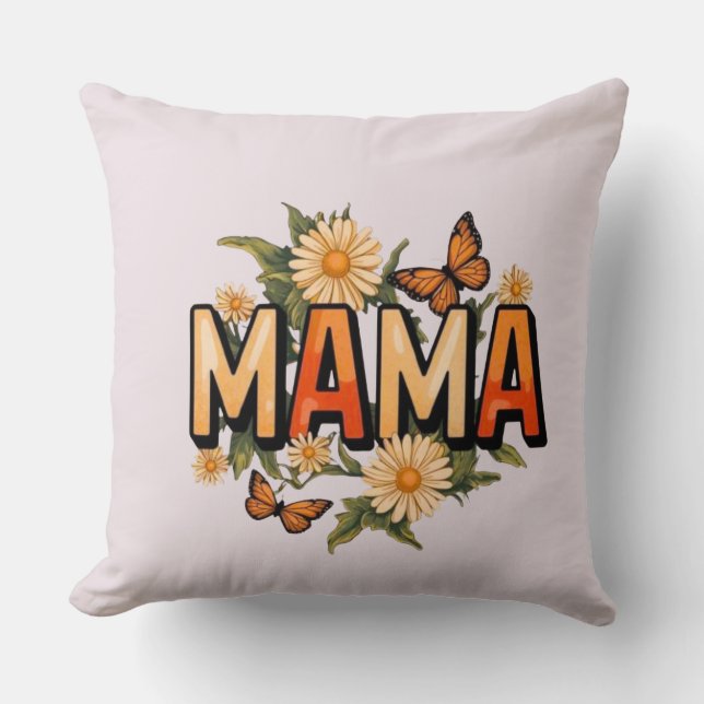 Floral Mama Throw Pillow (Front)