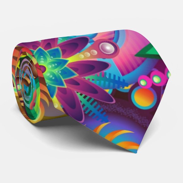 Floral Mandala Collage Psychedelic Tie (Rolled)