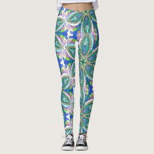 Floral Mandala Design, vivid pastel shades Leggings