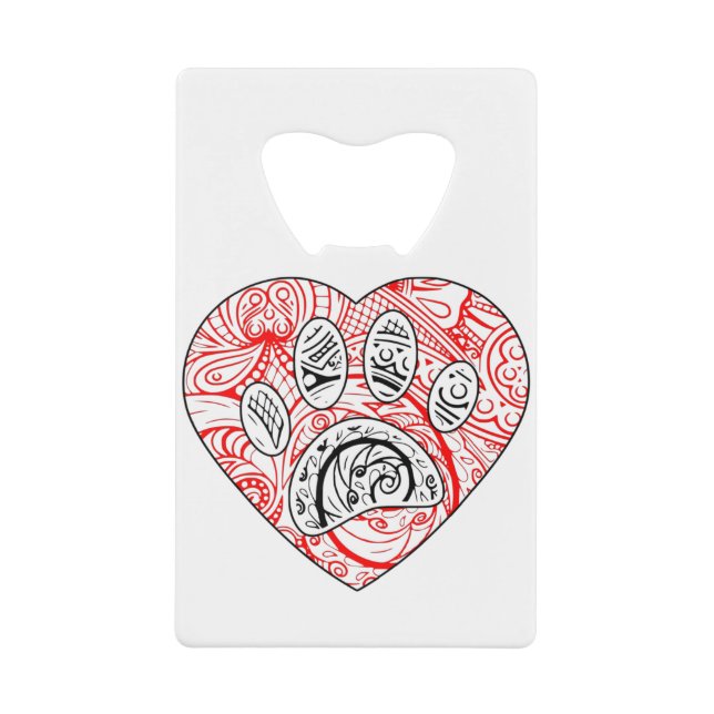 Floral Mandala Dog Paw Print Red Heart (Front)