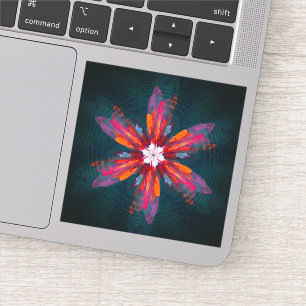 Floral Mandala Flowers Orange Red Blue Abstract