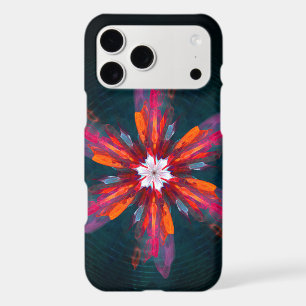 Floral Mandala Flowers Orange Red Blue Abstract