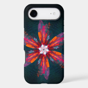 Floral Mandala Flowers Orange Red Blue Abstract