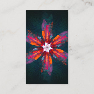 Floral Mandala Flowers Orange Red Blue Abstract Business Card