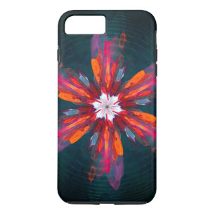 Floral Mandala Flowers Orange Red Blue Abstract Case-Mate iPhone Case