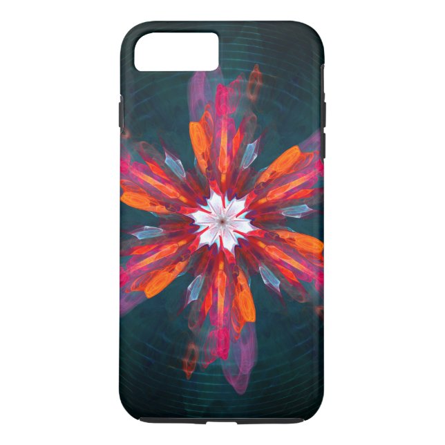 Floral Mandala Flowers Orange Red Blue Abstract Case-Mate iPhone Case (Back)