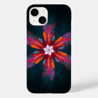 Floral Mandala Flowers Orange Red Blue Abstract
