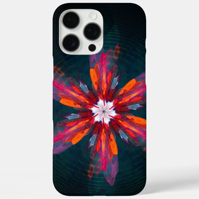 Floral Mandala Flowers Orange Red Blue Abstract Case-Mate iPhone Case (Back)