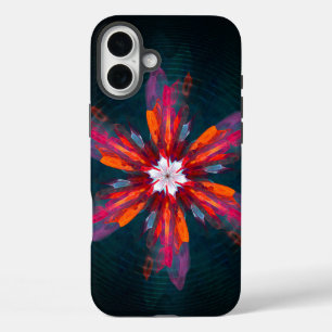 Floral Mandala Flowers Orange Red Blue Abstract iPhone 16 Plus Case