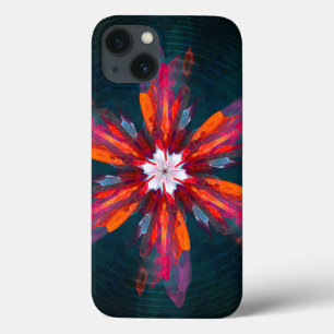 Floral Mandala Flowers Orange Red Blue Abstract iPhone 13 Case