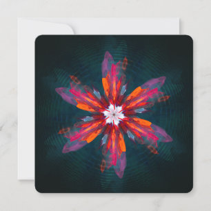 Floral Mandala Flowers Orange Red Blue Abstract Invitation