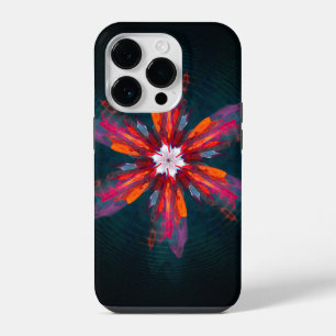 Floral Mandala Flowers Orange Red Blue Abstract iPhone 14 Pro Case