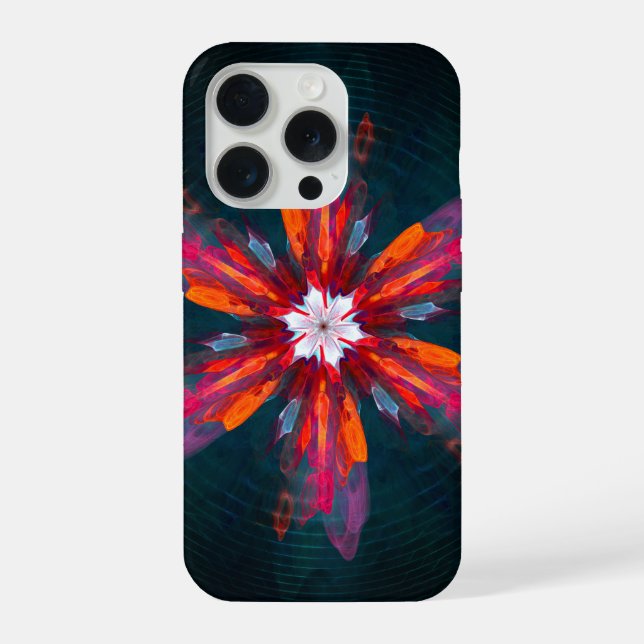 Floral Mandala Flowers Orange Red Blue Abstract iPhone Case (Back)