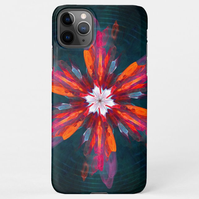Floral Mandala Flowers Orange Red Blue Abstract iPhone Case (Back)