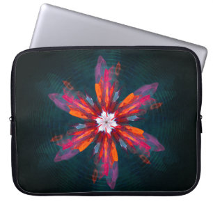 Floral Mandala Flowers Orange Red Blue Abstract Laptop Sleeve