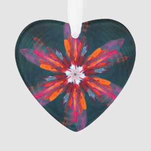 Floral Mandala Flowers Orange Red Blue Abstract Ornament