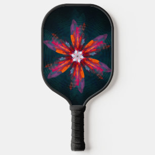 Floral Mandala Flowers Orange Red Blue Abstract Pickleball Paddle