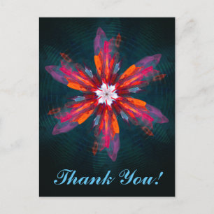 Floral Mandala Flowers Orange Red Blue Abstract Postcard