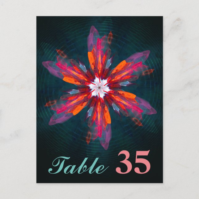 Floral Mandala Flowers Orange Red Blue Abstract Postcard (Front)