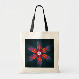 Floral Mandala Flowers Orange Red Blue Abstract Tote Bag