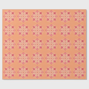 Floral mandala illustration on a peach background wrapping paper