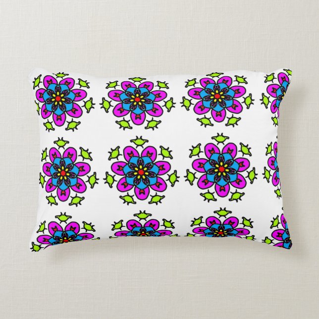 Floral Mandala Pattern Decorative Cushion (Front)