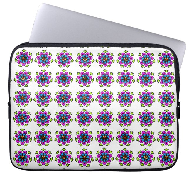 Floral Mandala Pattern Laptop Sleeve (Front)