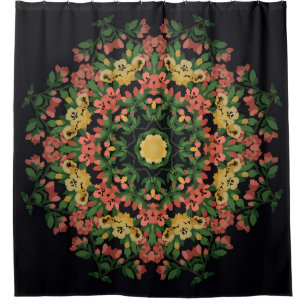 Floral mandala: red, yellow vintage. shower curtain