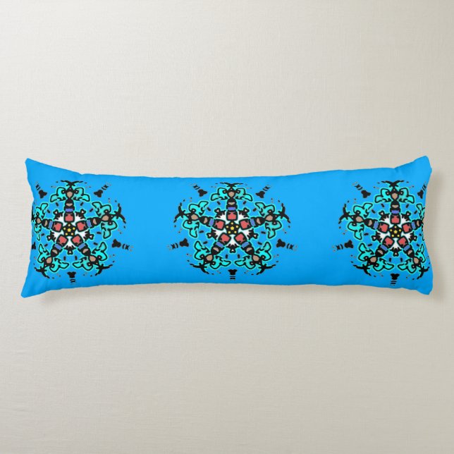 Floral Mandala Seamless Azure Body Cushion (Front)