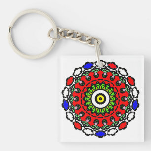 Floral Mandala Seamless Pattern Key Ring