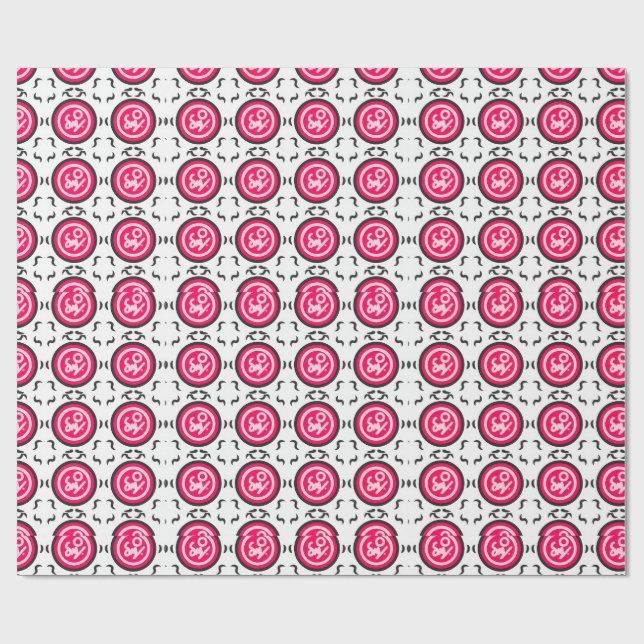 Floral Mandala Seamless Pattern Modern Pink Orbit Wrapping Paper (Flat)