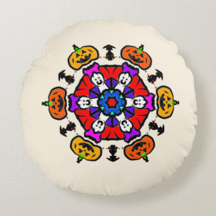 Floral Mandala Seamless Pattern Round Cushion