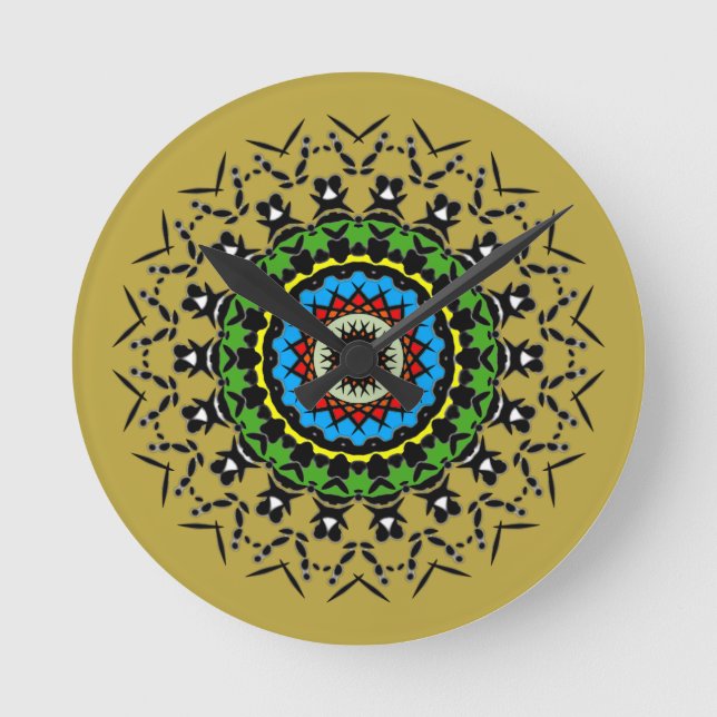 Floral Mandala Seamless Round Clock (Front)