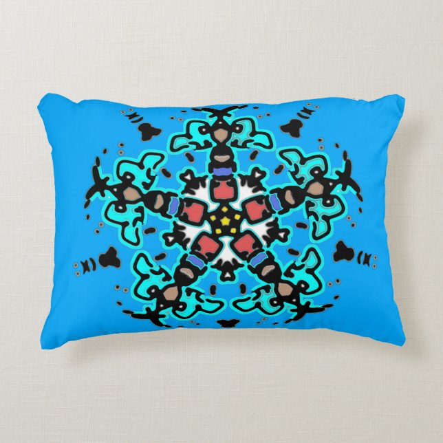 Floral Mandala Seamless Turquoise Decorative Cushion (Front)
