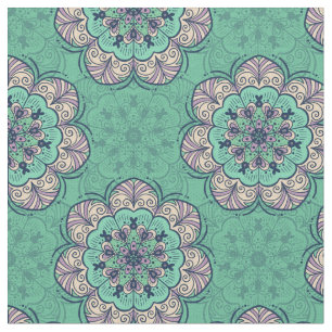 Floral Mandala Tile in Mint & Lavender Fabric