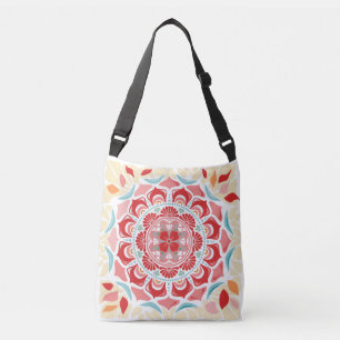 Floral Mandala Vermillion Crossbody Bag