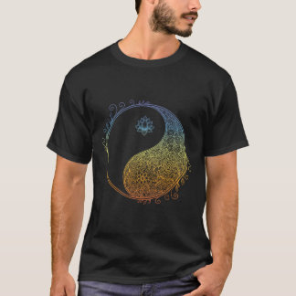 Floral Mandala Yin Yang Minimal Tai Chi Taoism T-Shirt