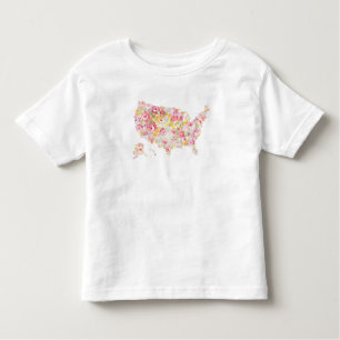 Floral Map Of The USA Toddler T-Shirt