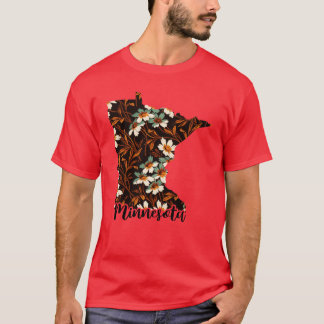 Floral Map of USA States Minnesota Map of Minnesot T-Shirt